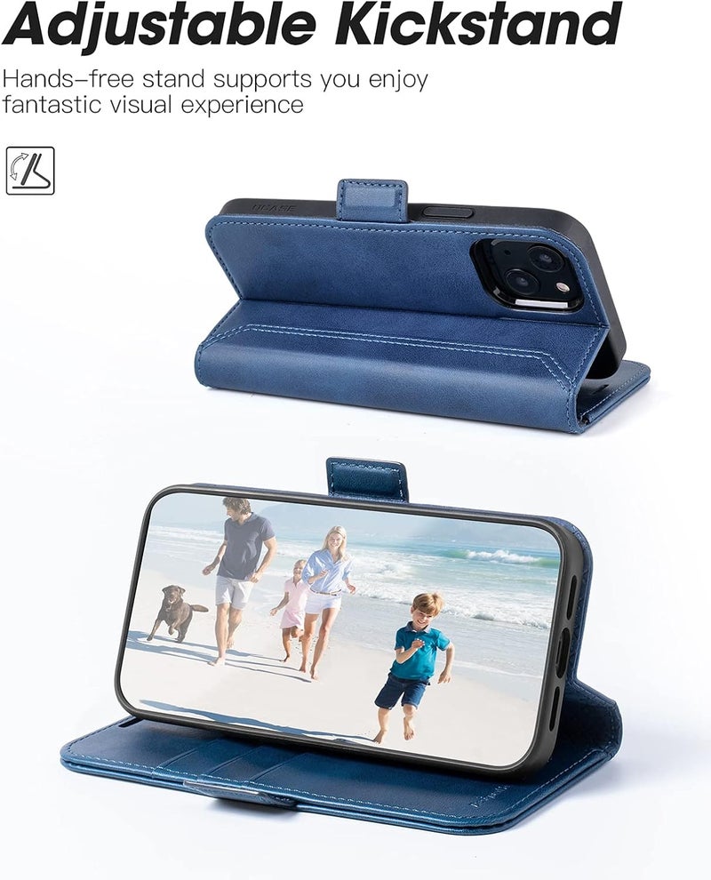 OCASE Retro Series Compatible with iPhone 13 Wallet Case with Card Holders [RFID Blocking][TPU Inner Shell ][Kickstand] PU Leather Flip Folio Shockproof Phone Cover 6.1 inch 2021 (Blue) - Image 4